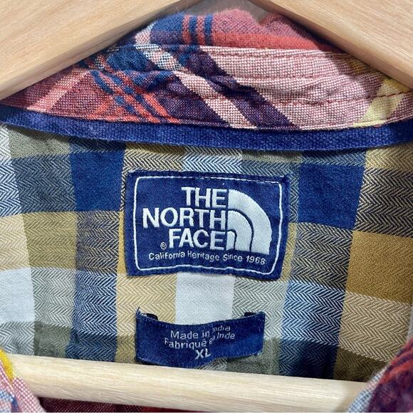The North Face Men's Flannel Checks Orange Blue Plaid Casual Long Sleeve XL - Picture 5 of 7